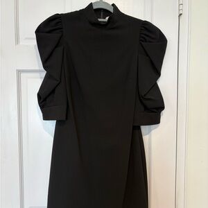 NWT Alice and Olivia black high neck ruffled sleeve dress size 8